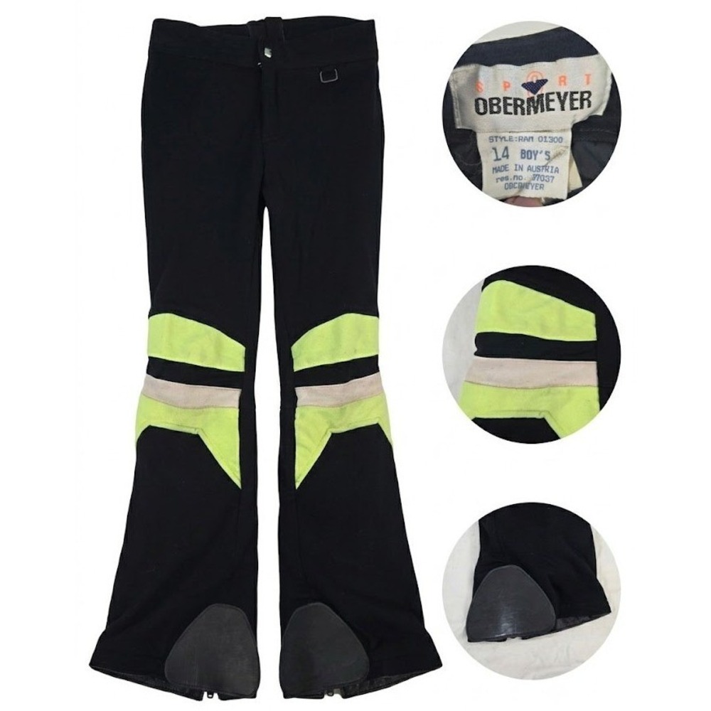 Vintage Sport Obermeyer Ski Pants Boys 14 Womens XS Small Austria Neon